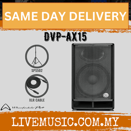 WHARFEDALE PRO DVP-AX15 Series 400 Watts RMS15" 2-Way Active Loudspeaker With Speaker Stand - Each/Pair (DVPAX15/DVP AX15)