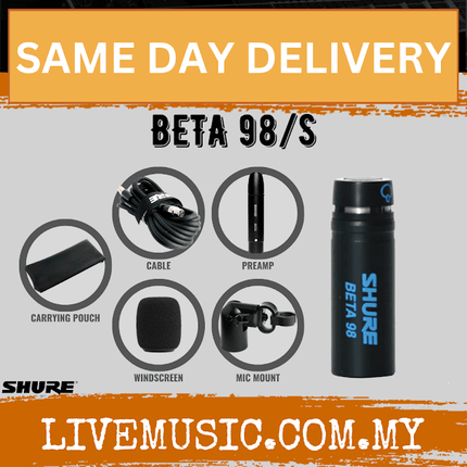 SHURE BETA 98/S Supercardioid Condenser Instrument Microphone ( BETA-98S / BETA98S )