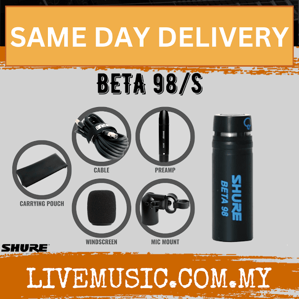 SHURE BETA 98/S Supercardioid Condenser Instrument Microphone ( BETA-98S / BETA98S )