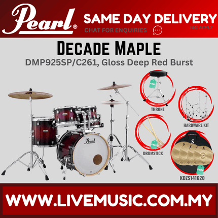 Pearl Decade Maple DMP925SP/C 5-Piece Drum Set with KDZS141620 Cymbals Set and Hardware