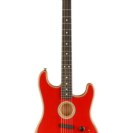 Fender American Acoustasonic Stratocaster Ebony Fretboard with Bag - Dakota Red