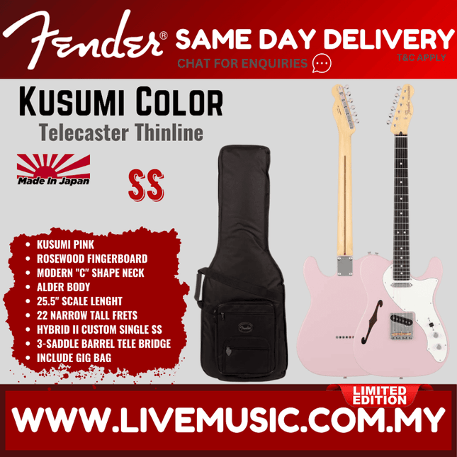 Fender MIJ Limited Kusumi Color Telecaster Thinline Electric Guitar, RW FB