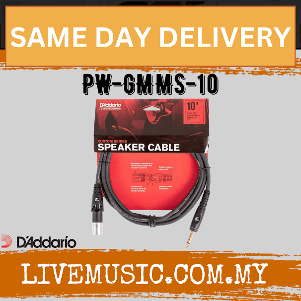 D'Addario PW-GMMS-10 Planet Waves Custom Series Swivel Speaker Cable, XLR Male to 1/4inch, 10 ft ( PWGMMS10 / DADDARIO )