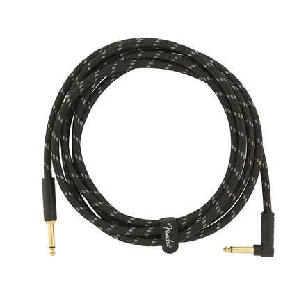 Fender Deluxe Series Angled Instrument Cable, 18.6ft - Black Tweed