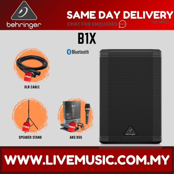 Behringer B1X 250W All-in-One Portable PA System With Microphone, Cable and Speaker Stand (B 1X B-1X)