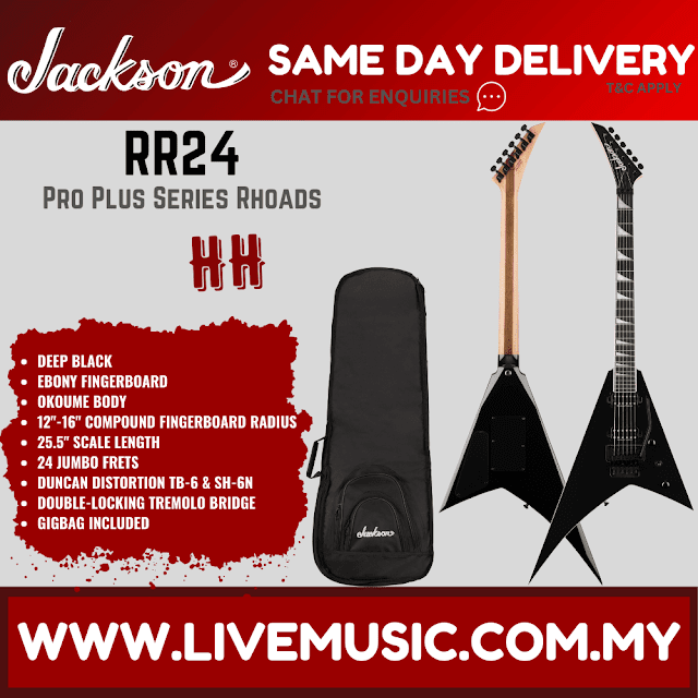 Jackson Pro Plus Series Rhoads RR24 Electric Guitar, Ebony FB, Deep Black