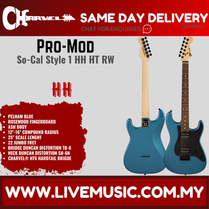Charvel Pro Mod So-Cal Style 1 HH HT Electric Guitar, RW FB, Pelham Blue