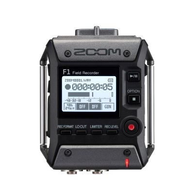 Zoom F1-SP field recorder, front view with LCD screen and control buttons
