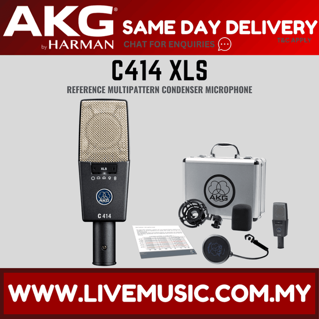 AKG C414 XLS Large-diaphragm Condenser Microphone - Each / Pair (C414XLS)