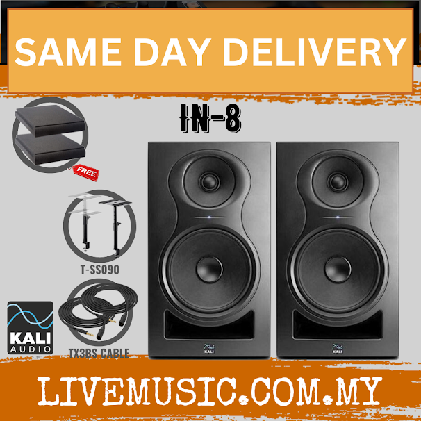 Kali Audio IN-8 8-inch Powered Studio Monitor with Monitor Stand, Isolation Pads & XLR Cable - Pair (IN8 / IN 8)
