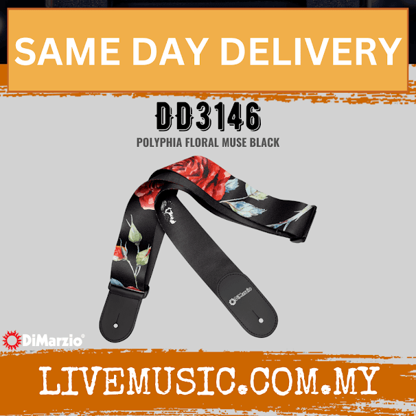 DiMarzio DD3146 2" Polyphia Microfiber Floral Muse Guitar Strap - Black
