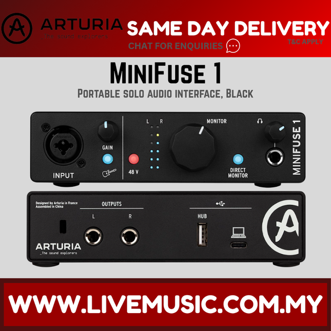 Arturia MiniFuse 1 USB-C Audio Interface, Black