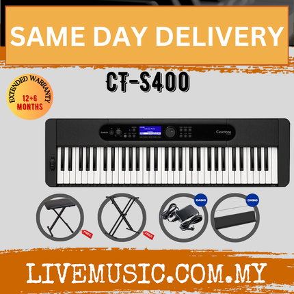Casio CT-S400 61-key Ultra-Portable Arranger Keyboard w/Keyboard Stand - Black ( CTS400 / CT S400)