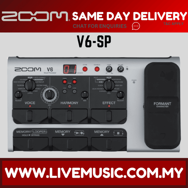 Zoom V6-SP Vocal Effects Processor Pedal With Voice Processing And Looper (V6SP V6 SP)