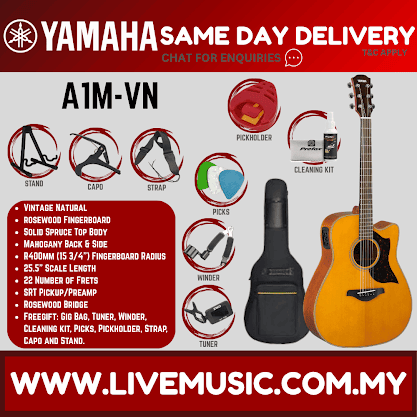 Yamaha A1M Dreadnought Cutaway Acoustic-Electric Guitar - Vintage Natural / Tobacco Brown Sunburst ( A1M )