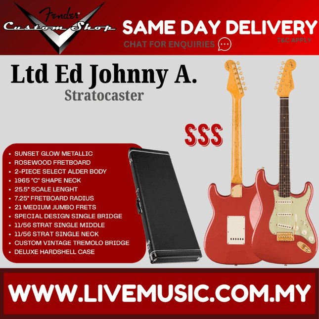Fender Custom Shop Ltd Ed Johnny A. Signature Stratocaster Electric Guitar, Sunset Glow Metallic