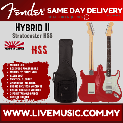 Fender Japan Hybrid II Stratocaster HSS Electric Guitar, RW FB