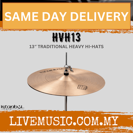 Istanbul Agop HVH13 13-inch traditional heavy hi-hat cymbals on stand