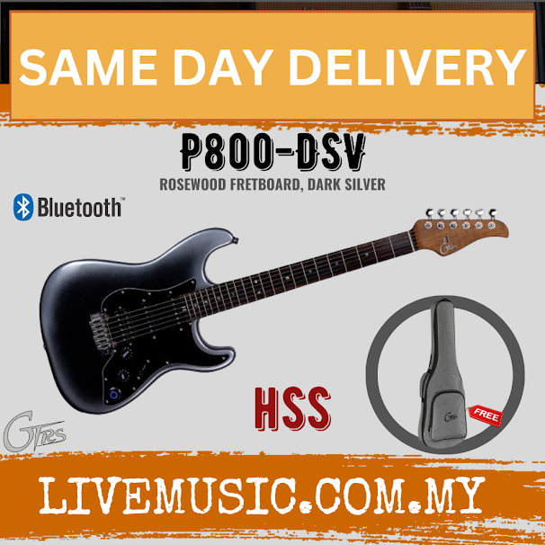 GTRS P800-DSV HSS Series Intelligent Electric Guitar,Rosewood FB - Dark Silver