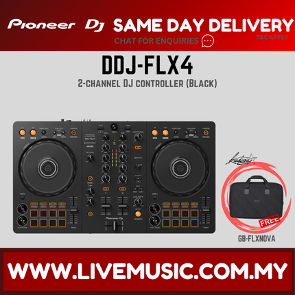 Pioneer DJ DDJ-FLX4 2-deck Rekordbox and Serato DJ Controller With Case - Black / White ( DDJ FLX4 / DDJFLX4 )