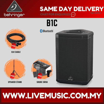 Behringer B1C 200W All-in-One Portable PA System With Microphone, Cable and Speaker Stand (B 1C B-1C)