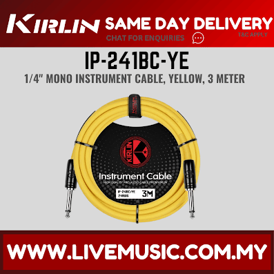 Kirlin Cable IP-241BC 3 Meter Mono Instrument Cable for Electric Acoustic Bass Guitar Speaker Amp Keyboard Drum Amplifier (IP 241BC/IP241BC)