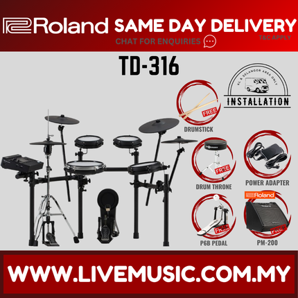 Roland TD-316 Electronic Digital Drum Set w/Accessories ( TD316 TD 316 ) Replace TD17KVX2 TD-17KVX2