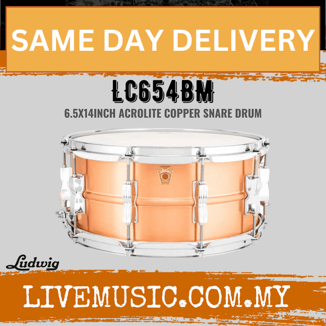 Ludwig LC654BM 6.5x14inch Acrolite Copper Snare Drum