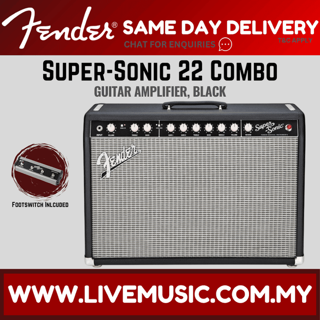 Fender Super Sonic 22 Tube Combo Guitar Amplifier, Black