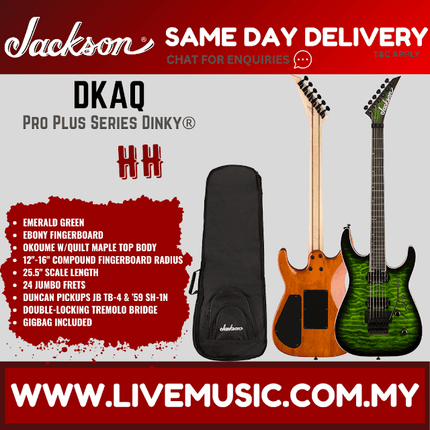 Jackson Pro Plus Series Dinky DKAQ Electric Guitar, Ebony FB, Emerald Green