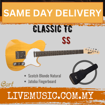 Cort Classic TC Electric Guitar Jatoba Fretboard with Gig Bag - Scotch Blonde Natural