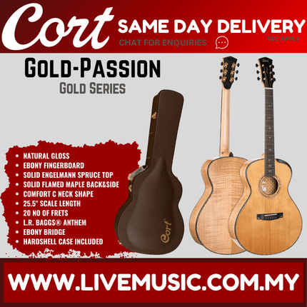 Cort Gold Passion Acoustic-Electric Guitar With Bag (Gold-Passion)