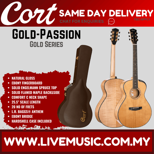 Cort Gold Passion Acoustic-Electric Guitar With Bag (Gold-Passion)
