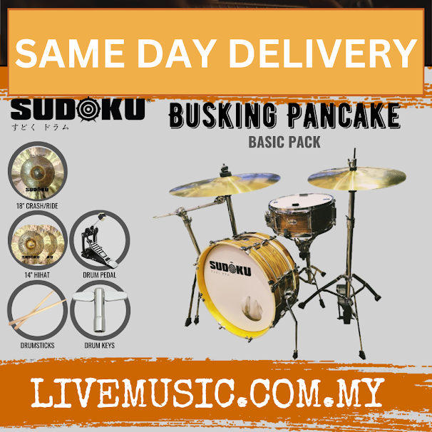Sudoku Busking Pancake Street Portable Acoustic Drum Set w/Drumsticks,Single Pedal,Crazy Ghost Cymbal
