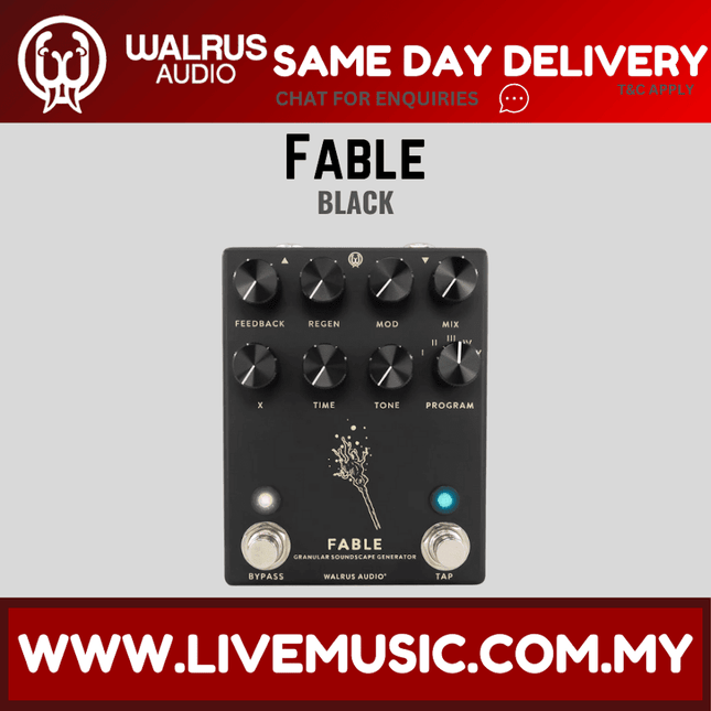 Walrus Audio Fable Granular Soundscape Generator Delay Guitar Effects Pedal, Black