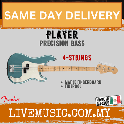 Fender Player Precision Bass Electric Guitar, Maple Fretboard - Tidepool