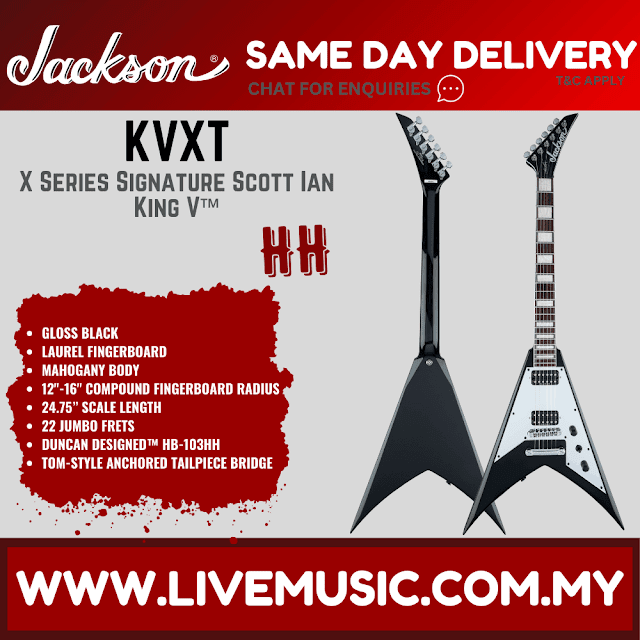 Jackson Signature Scott Ian King V KVXT Electric Guitar, RW FB, Gloss Black