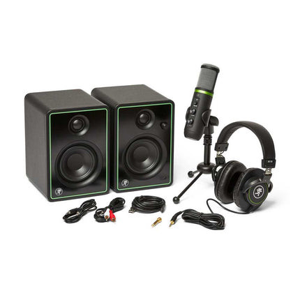 Mackie Creator Bundle With EM-USB Microphone, CR3-X Monitors, MC-100 Headphone And Mic Stand (EM USB / CR3X / MC100)