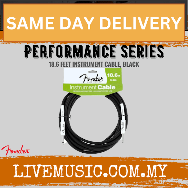 Fender Performance Series 18.6ft Instrument Cable - Black