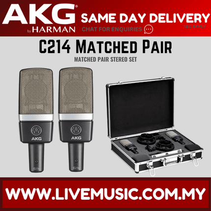 AKG C214 Large-diaphragm Condenser Microphone - Each / Pair (AKG/C-214)