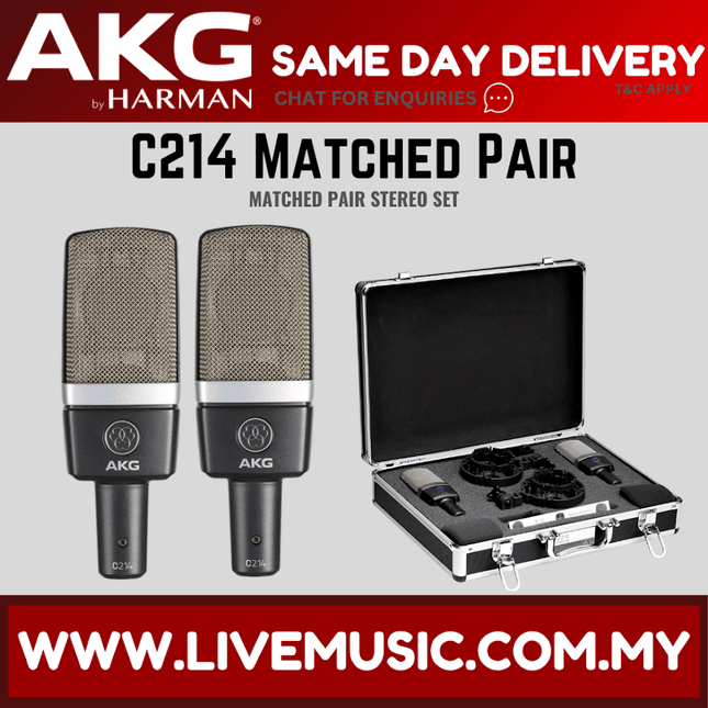 AKG C214 Large-diaphragm Condenser Microphone - Each / Pair (AKG/C-214)