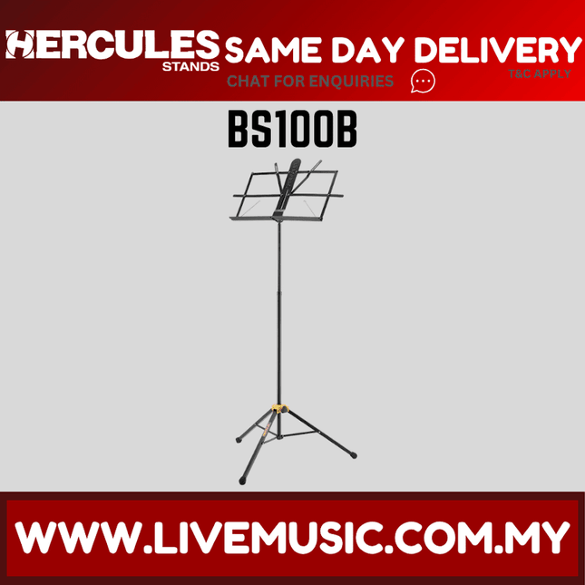 Hercules BS100B Two-Section EZ Glide Music Stand ( BS-100B / BS 100B )