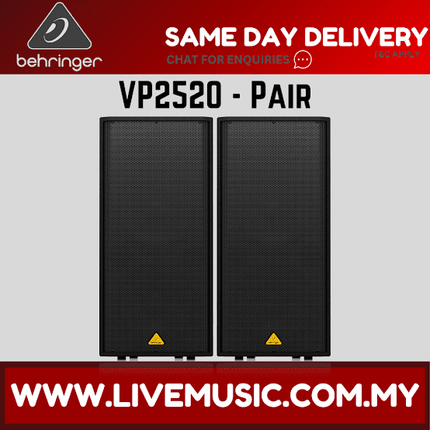 Behringer Eurolive VP2520 2000-watt Dual 15'' Passive Speaker w/Speaker Stand and Cable - Pair ( VP-2520 / VP 2520 )