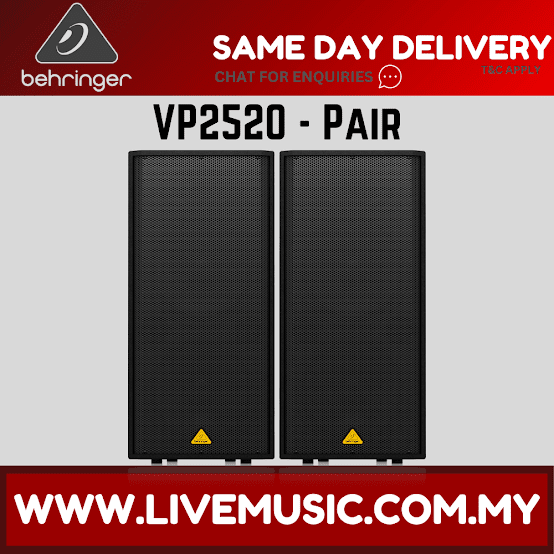 Behringer Eurolive VP2520 2000-watt Dual 15'' Passive Speaker w/Speaker Stand and Cable - Pair ( VP-2520 / VP 2520 )