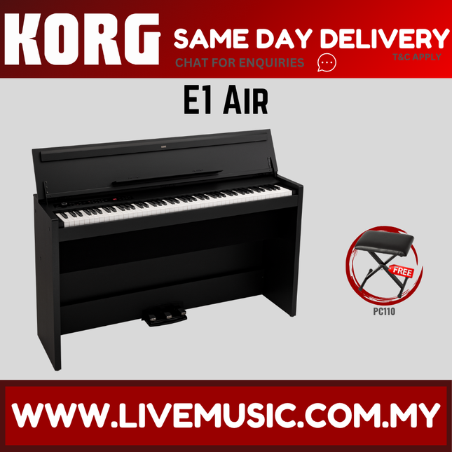 Korg E1 Air 88-Key Digital Piano With Adapter - Matte Black ( E1AIR E1-AIR ) Replace G1B Air