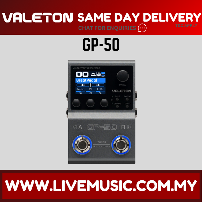 Valeton GP-50 Multi-Effects Processor, SnapTone & IR Loader Pedal ( GP50 GP 50 )