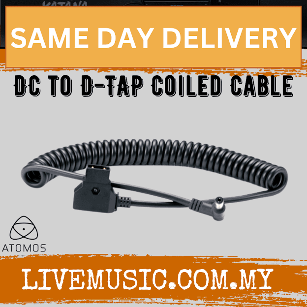 Atomos D-Tap to DC Locked connector Barrel Coiled Cable