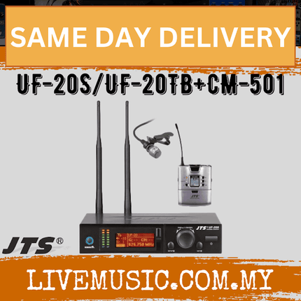 JTS UF-20S/UF-20TB+CM-501 Single channel wideband true diversity wireless system (Body-pack transmitter + lavalier microphone)