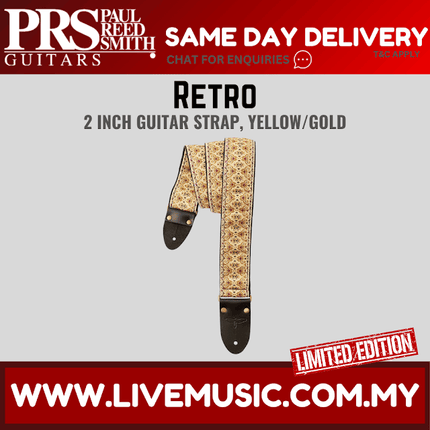 PRS Limited Edition 2inch Retro Guitar Strap, Yellow/Gold
