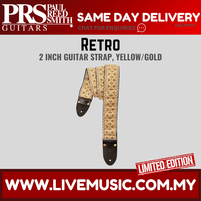 PRS Limited Edition 2inch Retro Guitar Strap, Yellow/Gold